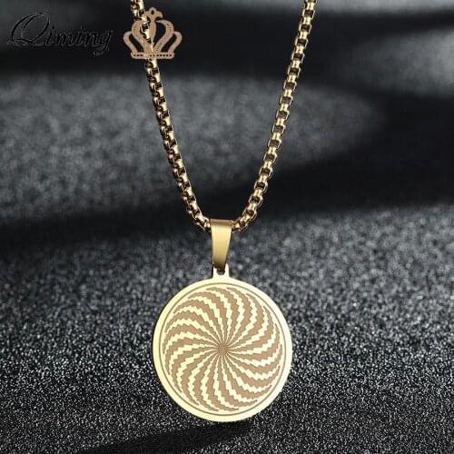 Stainless Steel The Illusion Of Amulet Women Necklace Round Mystical Jewelry Simple Hypnosis Necklace Collar Gift