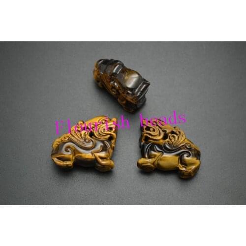 20x30mm Natural Tiger Eye Carved Lion Stone Animal Pendants fit Fashion Necklace Jewelry making