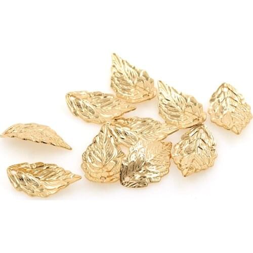 10PCS Brass Gold Leaf Charms Long Tree Leaf Earrings Charms Pendants Diy For Jewelry Making Findings