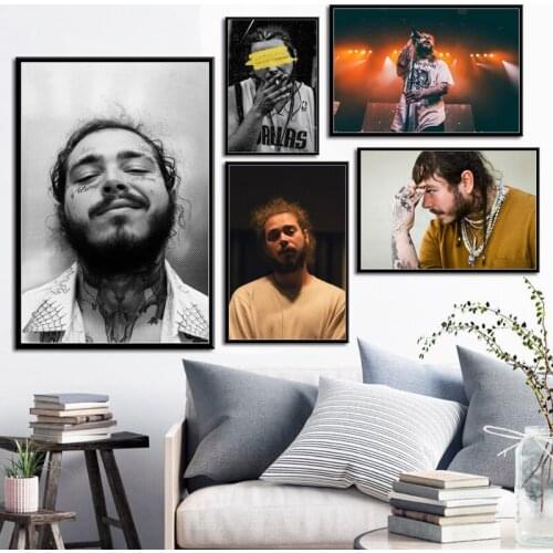 Post Malone Hip Hop Rap Music Star Singer New Canvas Poster Prints Photo Portrait Pictures Bar Hotel Cafe Wall Art Decor Mural