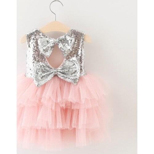 High quality toddler Girls party dress, pink/Champagne sequins vest tutu dress, 1-5y kids spring new style customs