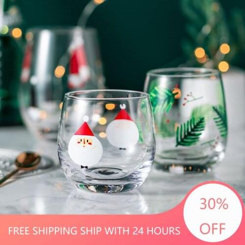 Transparent Anti-Scalding Glass Christmas Tree Star Cupbreakfast Coffee Cup Milk Juice Environmental Protection Childrens Gift