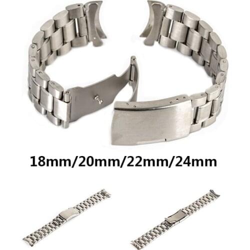 Watch Band Steel Color Fashion Men Womens Watch Strap Stainless Steel Solid Chain 18mm/20mm/22mm/24mm