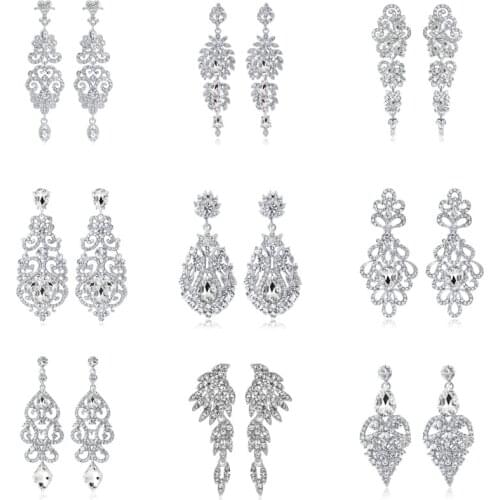Luxury Cubic Zirconia Long Drop Earrings for Women Wedding Dangle Earrings Party Indian Jewelry Accessories Gift
