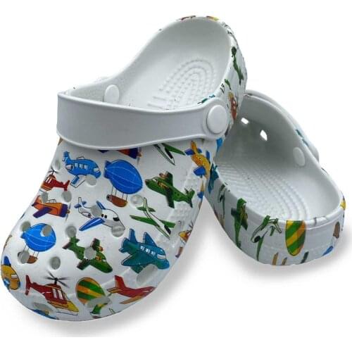 Male Child White Aircraft Design Sandals Slippers