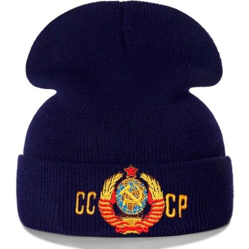 Unisex New CCCP Beanie Hat Russia National Emblem Beanie Casual Winter Hat For Men Women Warm Knitted Hats Bone Skullies