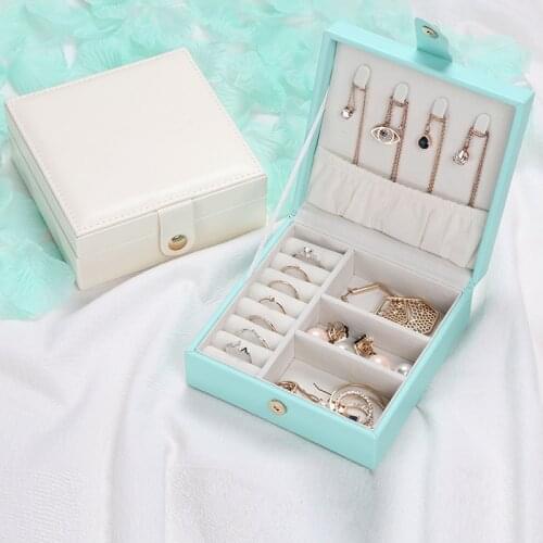 Girl Earrings Plate Jewelry Box Protable Leather Earrings Ring Multi-function Jewelry Storage Box