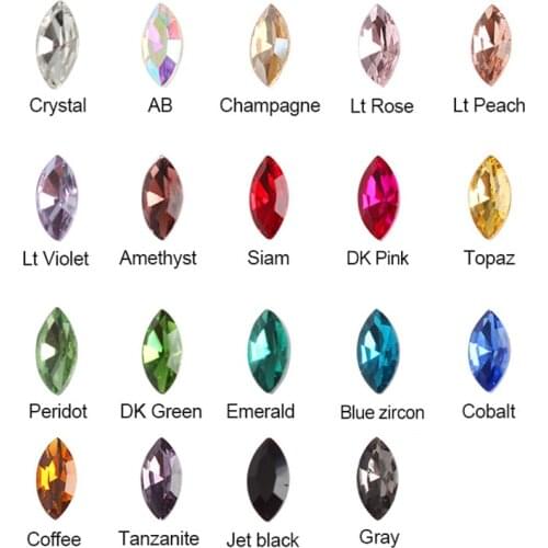 30/100pcs Glass Nail Art Rhinestones Shining Color Horse Eye Nail Rhinestone Gem DIY Mix Color For Nail Art Stone