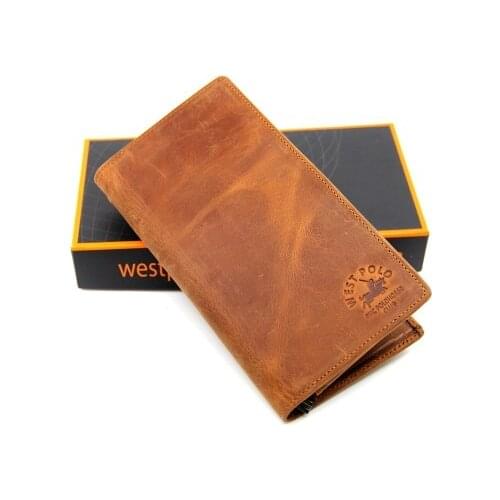 Tan Unisex Vintage Crazy Genuine Leather Wallet Card Holder