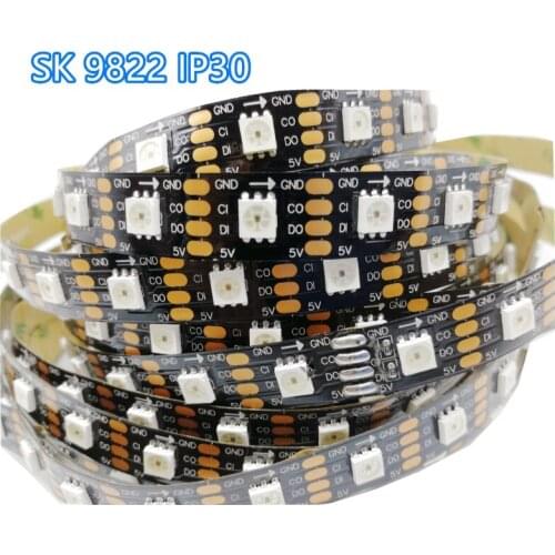 SK9822 led strip Smart led pixel strip light DATA and CLOCK seperately;IP30/IP65/IP67 DC5V 30/60 leds/pixels/m
