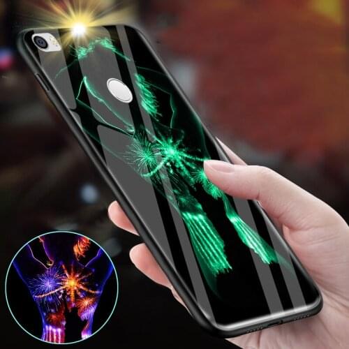 Luminous Glass Case For XiaoMi Mi Max 2 3 3D Glow Shine Back Cover Case Coque For XiaoMi Mi Play Mix 3