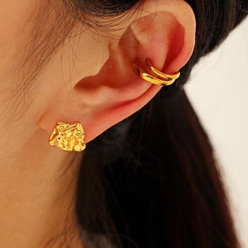Hip Hop Punk Earrings For Women New Trend Simple Golden Ear Bones Clip Rock Girl Disco Party Fashion Jewelry Accessories Gifts