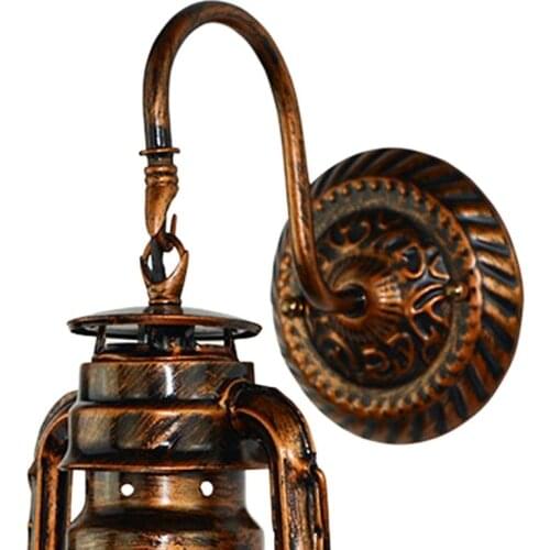Vintage LED Wall Lamp Retro Kerosene Wall Light Barn Lantern European Rustic Antique Style