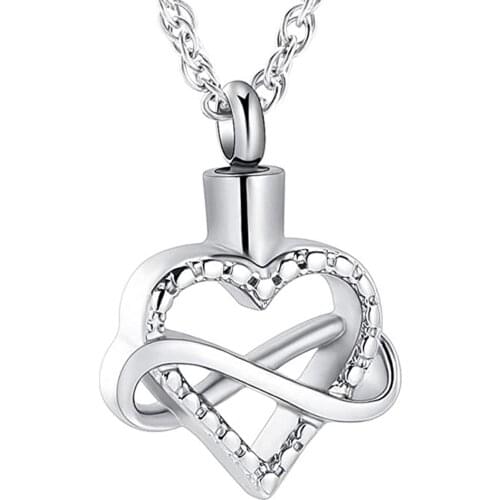 Infinity Heart Urn Necklace for Ashes for Women Stainless Steel Ashes Keepsake Urn Locket Pendant Necklace for Loved One