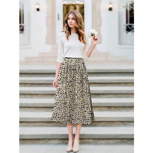 Women Chiffon Skirt High Waist Print Dot Skirts Womens 2019 Summer Style Jupe Femme Long Skirt