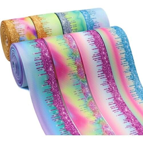 10 Yards 1.5'' 38MM Rainbow Gradient Colors Printed Grosgrain Ribbons For Hair Bows DIY Handmade Materials Y2020121502
