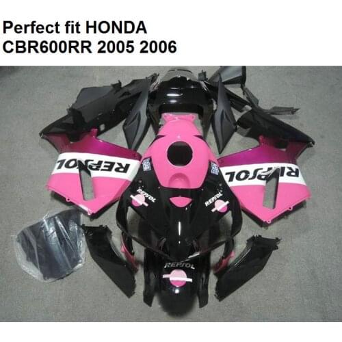 100% fit injection fairing for Honda CBR600RR 05 06 black pink fairings kit CBR 600RR 2005 2006 SZ37