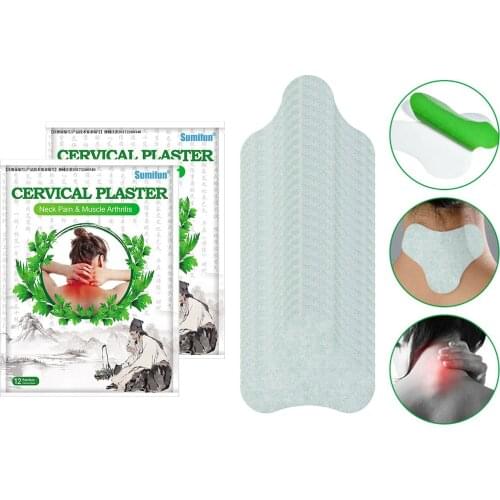 2 Bags/ 24 Patches Wormwood Neck Cervical Patch Pain Relieving Plaster 5x5in for Back Shoulder Massage