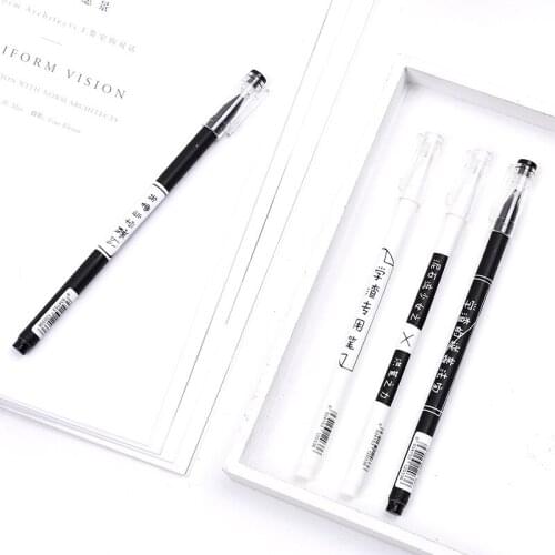 3pcs creative learning bully gel pen text personality slag pen black pen 0.5mm student stationery wholesale