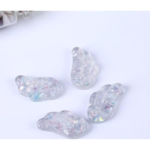 32*18mm Diy Craft Hair Accessory 20Pcs Mixed Flat Back Resin wings Cabochon glitter color for diy decoration