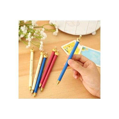 50pcs kawaii ballpoint pen cute stationery crown pearl press roller ball pens for school office writing supplies penne kids gift