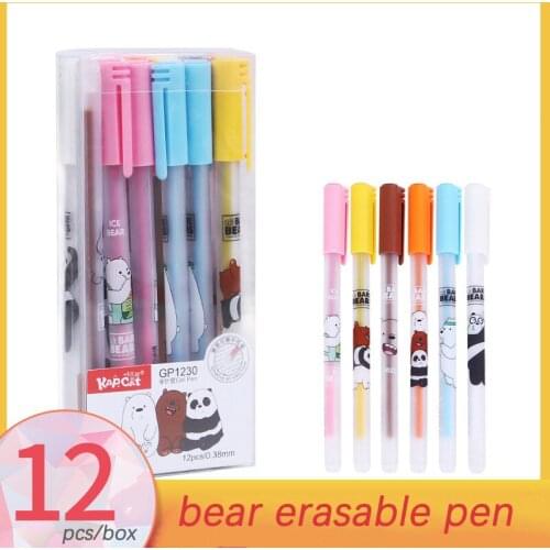 60pcs Kawaii Erasable Pen Cute Bear Panda Gel Pens for School Office Supplies Korean Stationery Animal Pens Back To School Gift