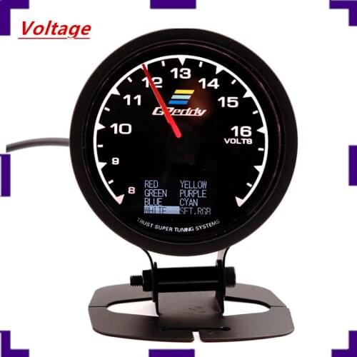 Racing Gauge GReddi Multi D/A LCD Digital Display Voltage Gauge Car Gauge 2.5 Inch 62mm Voltmeter 7 Color in 1