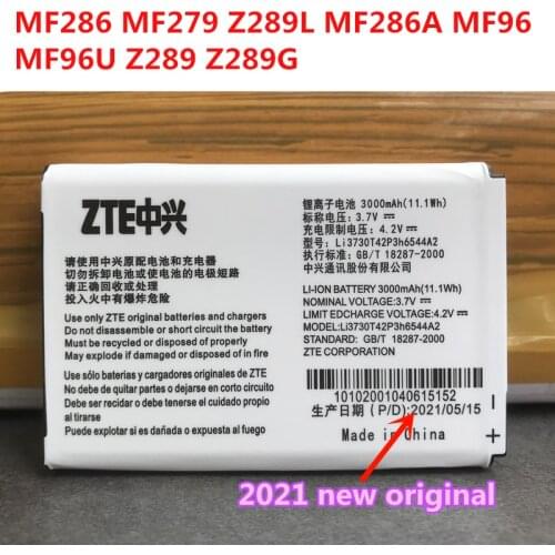 2019 New Original High Quality 3000mAh Li3730T42P3h6544A2 Battery For ZTE MF286 MF96 MF96U Z289L T-mobile Sonic 2.0 Batteries