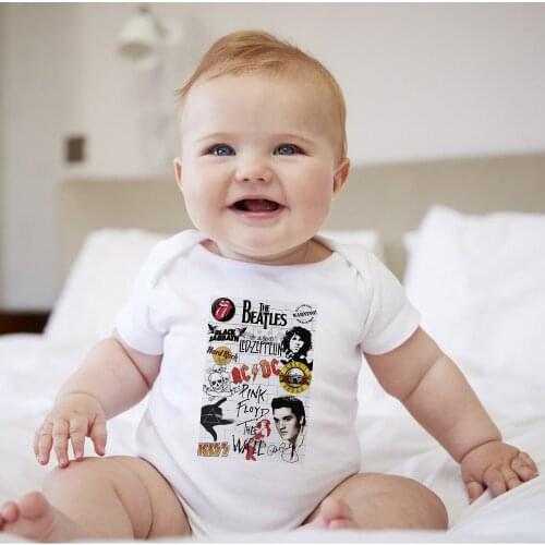 Guns N' Roses Baby Rock Clothes United States 90s Popular Band Harajuku Newborn Baby Girls Bodysuits Soft Fabric Baby Body Boy