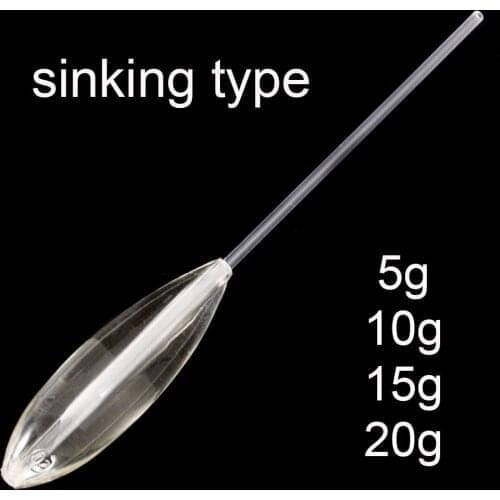 DORISEA 5 Pcs Long Disatance Casting Acrylic Bombard Fishing Float Sinking Type 5g/10g/15g/20g