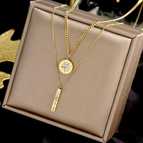 Stainless steel smiling double fritillary clavicle chain INS harbour breeze necklace cool breeze joker simple temperament choker