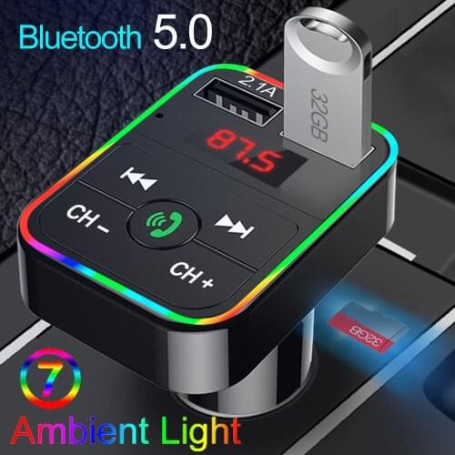 2021 Car Bluetooth 5.0 FM Transmitter Wireless Handsfree Audio Receiver Auto TF U disk MP3 Player 3.1A Dual USB PD Type-C Charge
