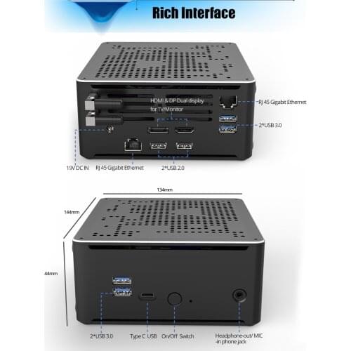 Hystou Mini PC Core i9 i7 8750H gamer computer 4K HD Windows 10 Client NVME SSD Desktop Linux i5 8300H Gaming Computer