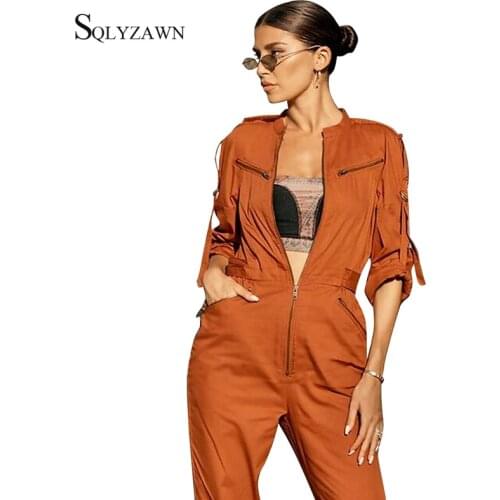 Streetwear Women Long Sleeve Jumpsuit Fashion Fall Blue Black One Piece Outfit Casual Solid Overalls Zipper Romper Plus Size 2XL