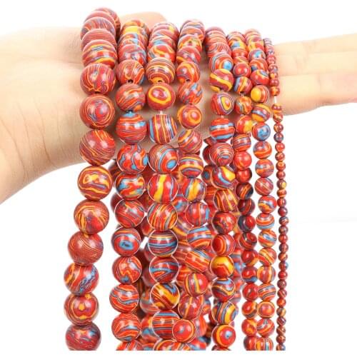 Red Malachite Stone Beads Round Loose Spacer Bead For Jewelry Making DIY Bracelets Necklace Findings Accessories 4/6/8/10/12MM