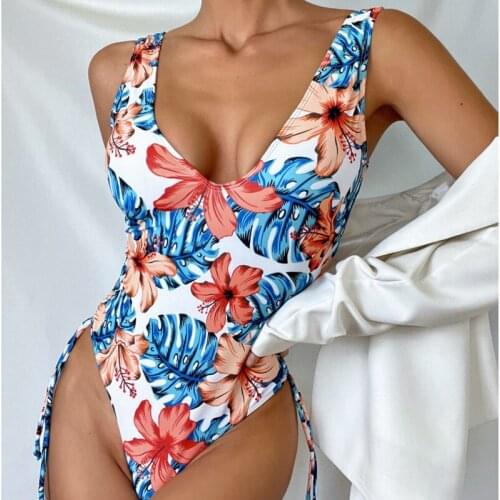 Summer Sexy Floral One Piece Swimsuit Closed Female Swimwear Push Up Body Womens Swim Wear Bathing Suit Beach Pool Bather 2021
