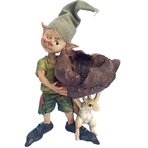 Wandering Elf Miniature Figurines Resin Hand-Painted Mini Crafts Magic Fairytale Garden Home Decoration Creative Gifts