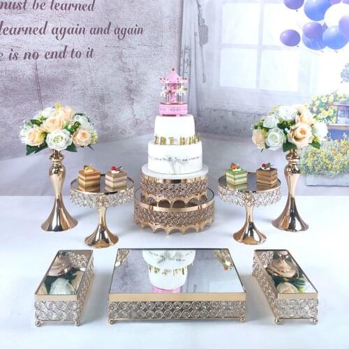 Gold cake stand set 6-9pcs crystal cupcake tray cake tools home decoration dessert table decorating party Wedding Display
