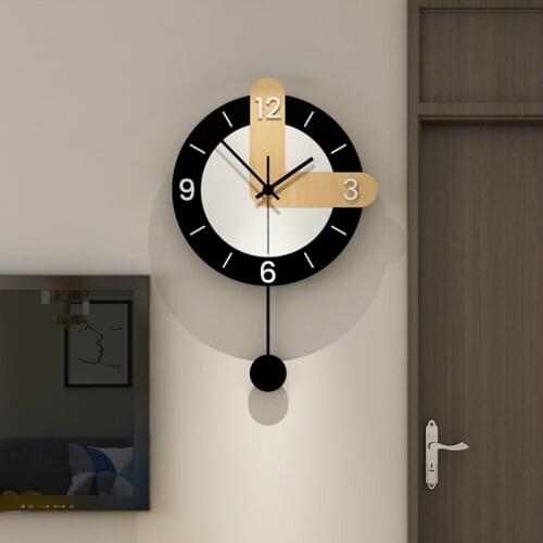 Nordic Black Wall Clock Modern Design Arabic Minimalist Living Room Wall Clock Pendulum Creative Big Wandklok Home Decor AD50WC