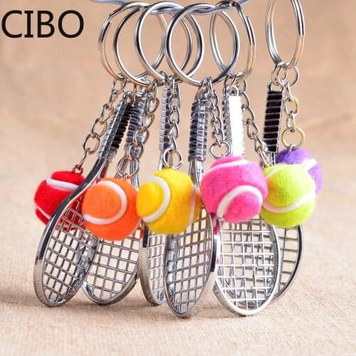 2019 New Tennis Racket Keychain Sport Mini Keychain car 6 color Pendant Keyring Sports Key Chain Who love sports Gifts