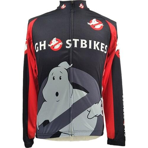 CUSROO 2021 New Mens Winter Fleece Ghost Ropa Ciclismo Cycling Jersey Top Long Sleeve Jersey Spring Funny Bicycle Accept Clothes