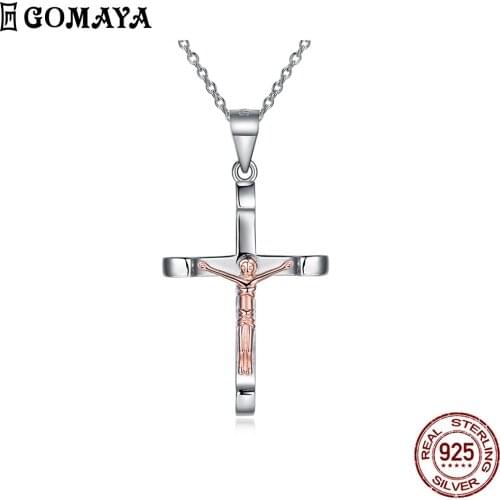 GOMAYA 925 Sterling Silver Necklace Fashionable Cool Style Jesus Cross Pendant New Listing Fine Jewelry 2020 Anniversary Gift