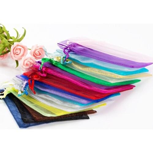 50pcs/lot Chocolate Packing Gift Bags 7x9 9x12 10x15 11x16 13x18cm White Organza Bags Wedding Birthday Party Candy Box Christmas