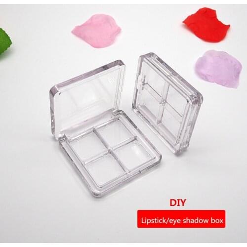 Transparent four-color Eye Shadow Box Rouge Lipstick Box Pigment Palette Refillable Color Palette Pressure Plate