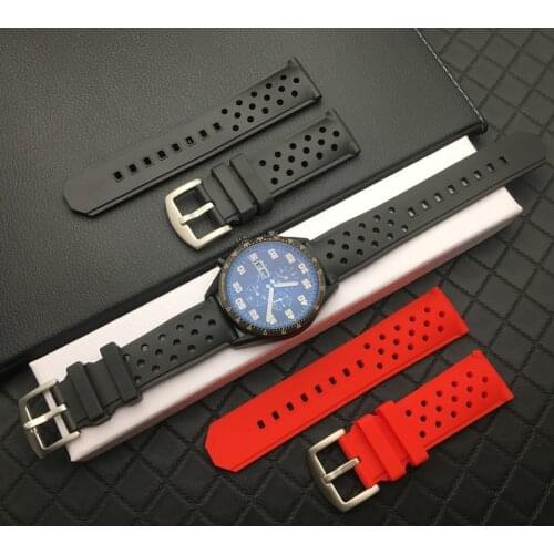 22mm 24mm watchband soft nature rubber Silicone Watch Band for TAG strap for Heuer WAZ2113 Belts Waterproof Mens Bracelets tool