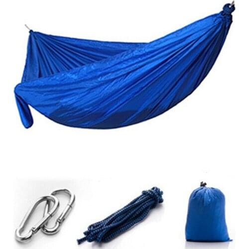Blue No Mesh Portable Hammock Outdoor Parachute Camping Hanging Sleeping Bed Swing