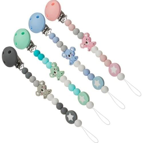 Handmade Pacifier Clips Holder Chain BPA Free Baby Teething Cute Koala Soother Chew Toy Dummy Clips