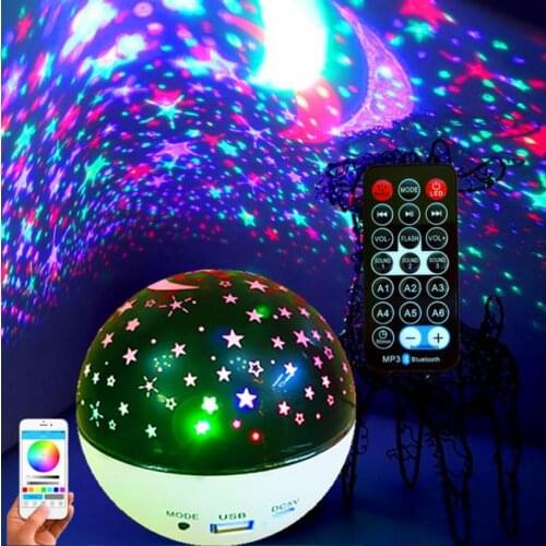 Starry Sky Night Light Projector Bluetooth Music Projection Laser LED Colorful USB Gypsophila Ambient Lights Speaker Light