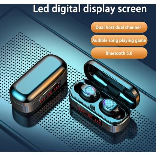V7 TWS in Bluetooth earphones 5.0 headphones Wireless heaeset Fingerprint Touch earbuds LED Digital Display ear phones for phone