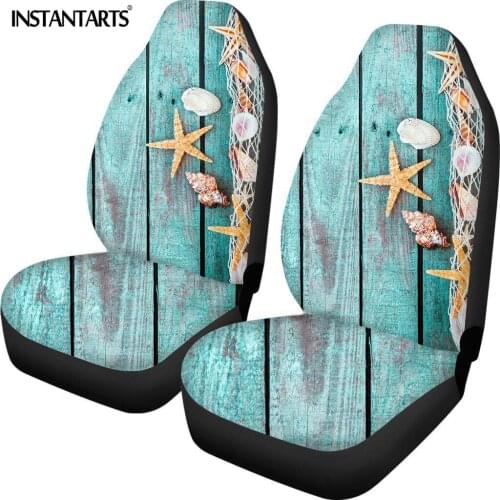 INSTANTARTS Sea Shells Printed Easy to Install Universal Car Front Seat Covers Heavy-Duty Protector Cover Cushion Pad Mat Hot